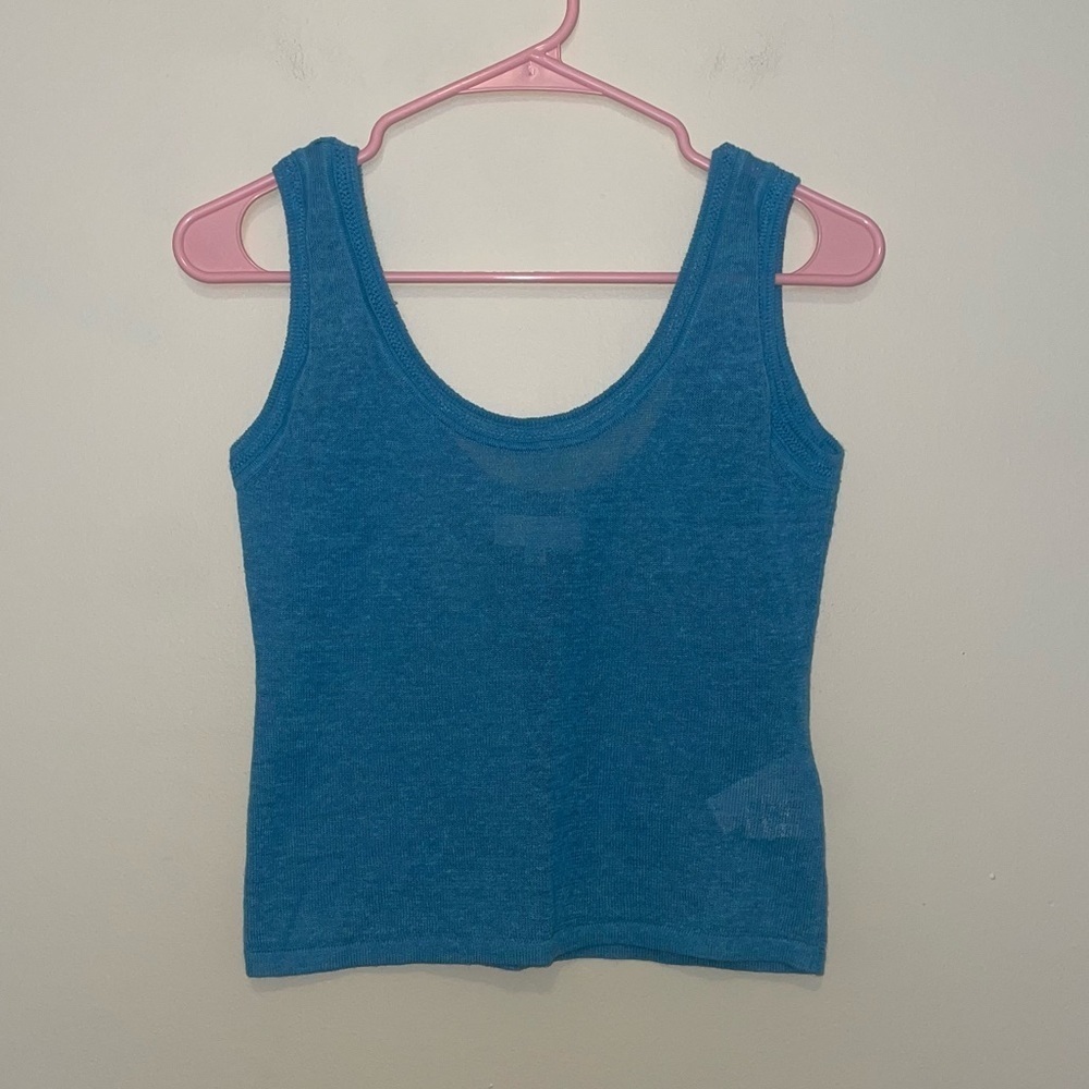 Moussy Vintage Light Blue Linen Blend Tank Top Size XS